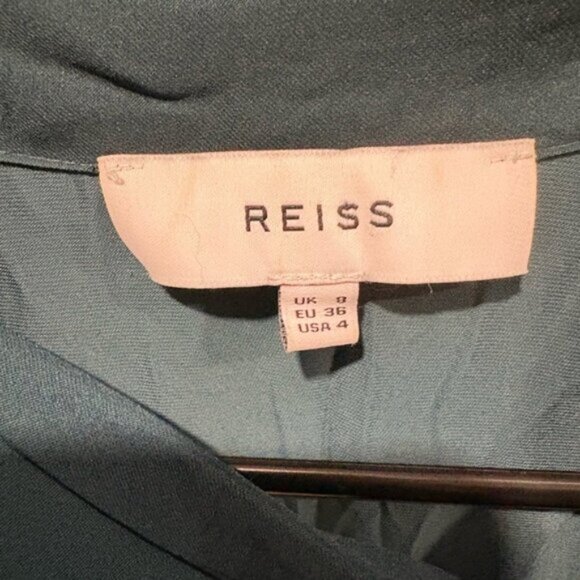 Reiss Kinley Plunge Tie Detail Green Jumpsuit - Picture 7 of 15